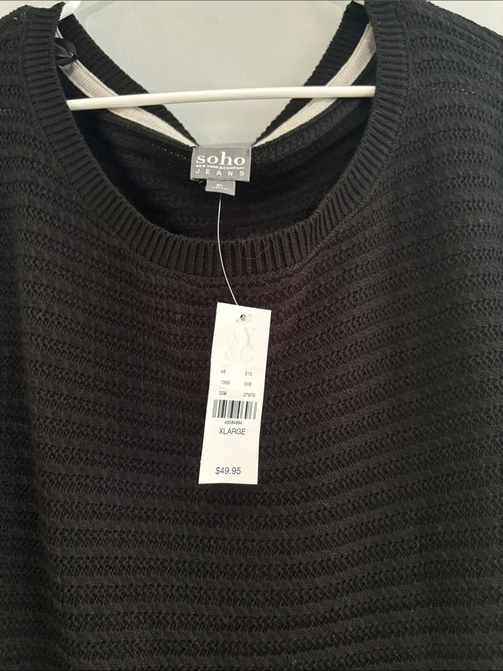 Soho Black Ribbed Crewneck Sweater